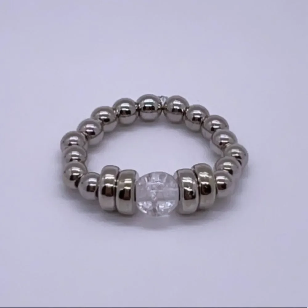 Wool + Pepper Co. Silver Crystal Stackable Ring - Picture 2 of 5
